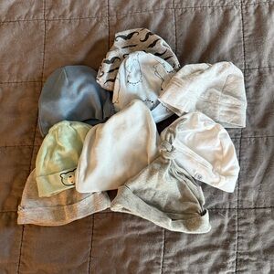 Lot of 9 0-3 Month Baby Beanies